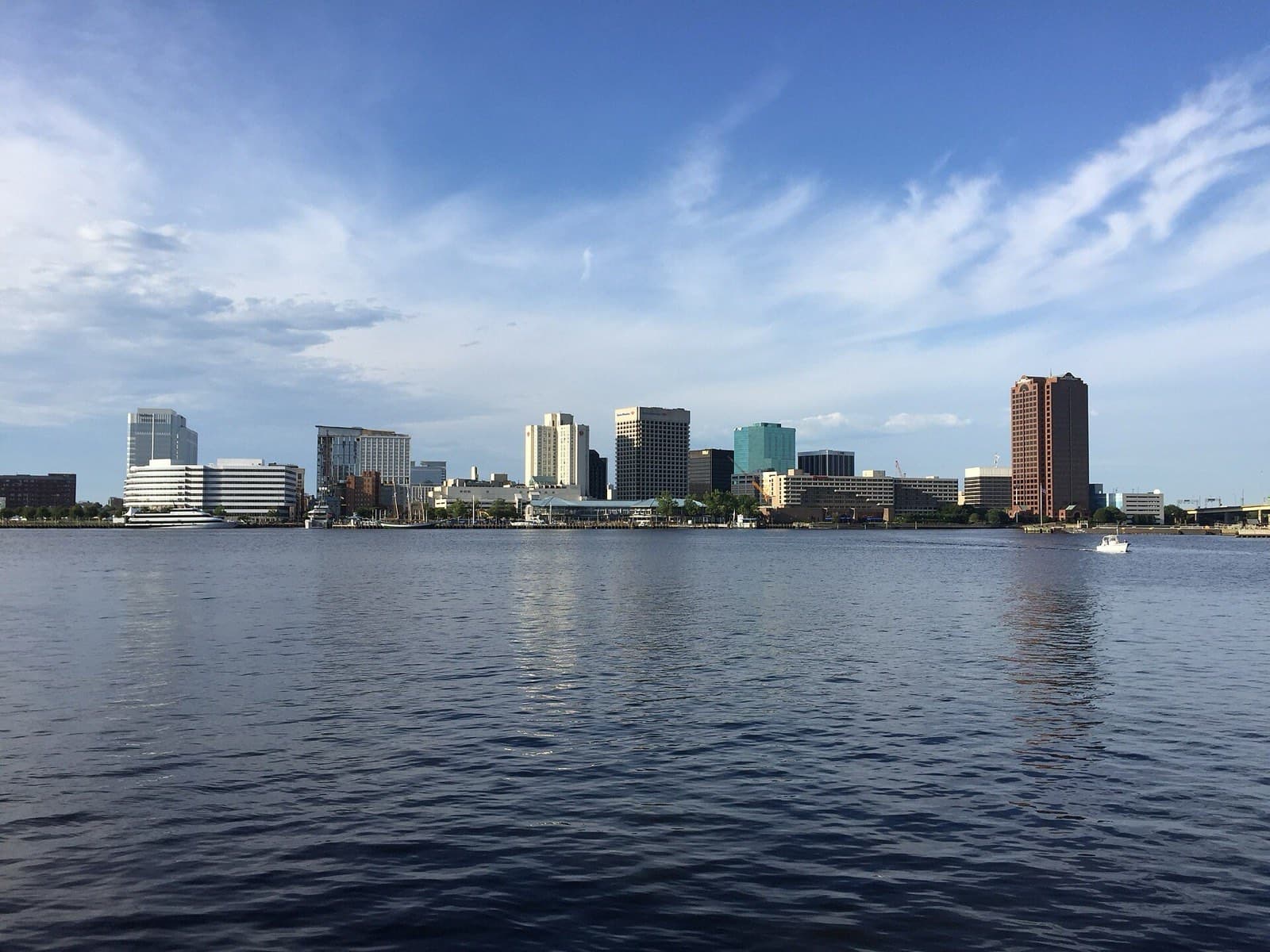 The Norfolk skyline along the Elizabeth River